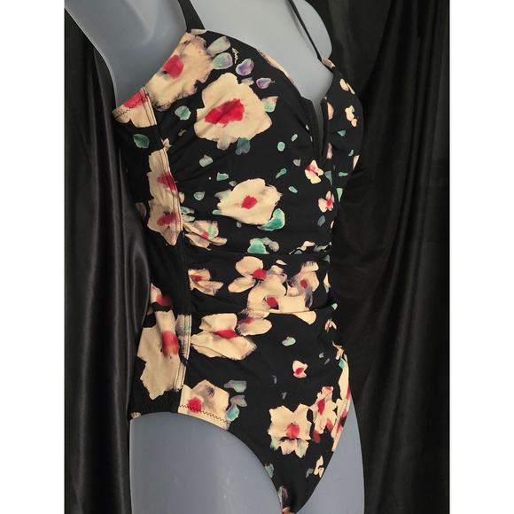 SHAN Women's Black Floral Foam Bandeau One Piece Swimsuit Size US 8 - Picture 6 of 10